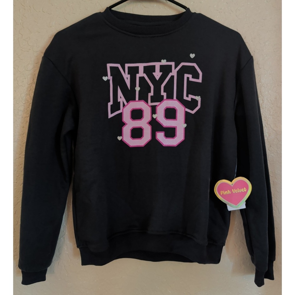 Pink Velvet Girls Dark Gray NYC 89 Graphic Pullover Sweatshirt NEW
